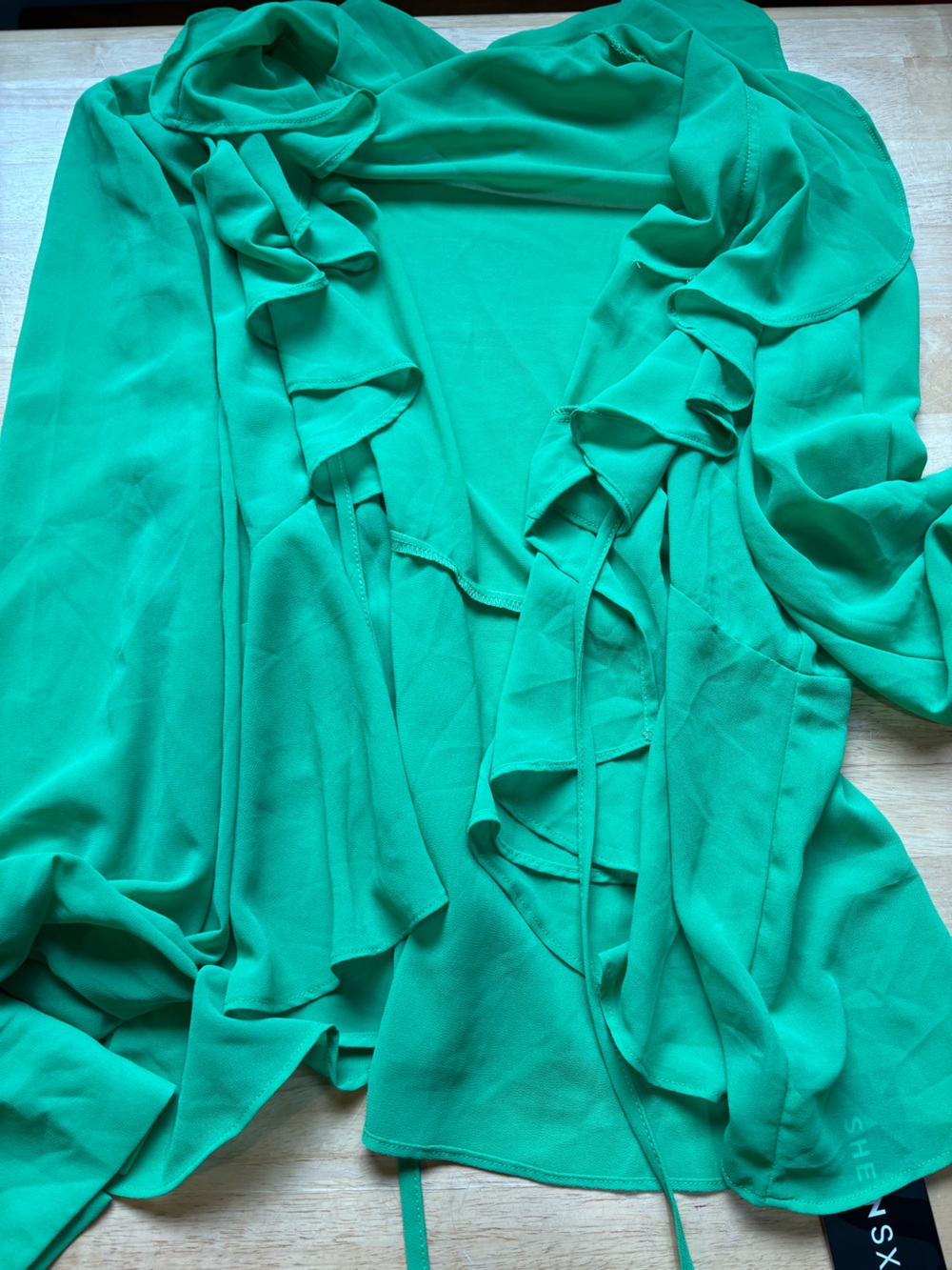 SHEIN Green Ruffle Front Blouse